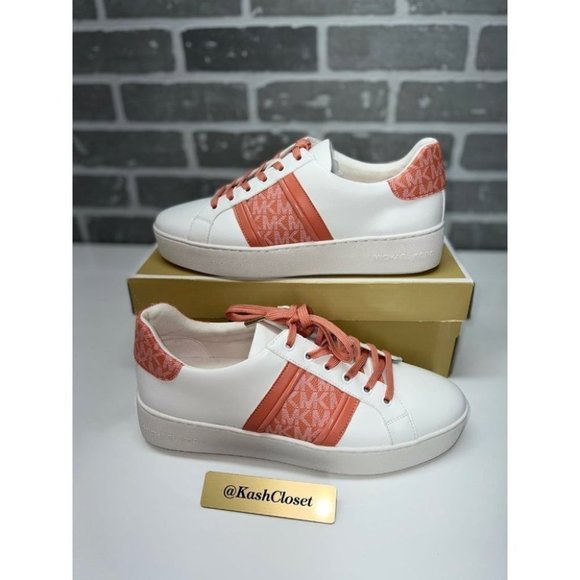 Michael Kors Shoes Poppy Leather and Logo Stripe Sneaker Size 10M - Picture 1 of 7